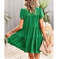 thumbnail image 4 of Womens Ruffle Short Sleeve Pleated Tiered Mini Dress Smocked Babydoll Flowy Beach Sundress, 4 of 6