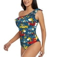 thumbnail image 3 of Yiaed Vehicles Cartoon with Funny Drivers Print Women One Piece Swimsuits Tummy Control One Shoulder Bathing Suits Pattern Ruffle Swimwear-Medium, 3 of 8