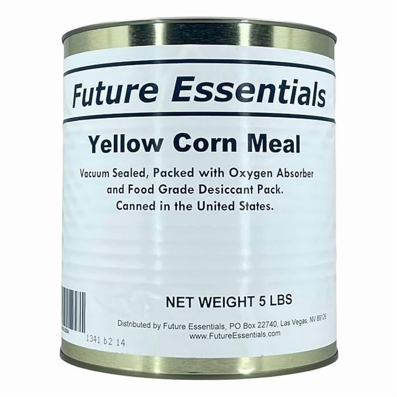 (6-Pack) Future Essentials Yellow Corn Meal, 5 lb #10 Can – Fine Ground Cornmeal, 30-Year Shelf Life, Emergency Food Storage, Non-GMO, Made in USA
