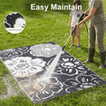thumbnail image 4 of LUOVEN 9x12 Reversible Outdoor Waterproof Rug Plastic Straw Patio Mat for Backyard, Deck, RV, Camping, Porch, Black & White, 4 of 8