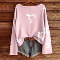 thumbnail image 2 of Women Bow Sweater Valentines Day Casual Crew Neck Long Sleeve Pullover Sweaters y2k Lightweight Knitted Jumper Tops Winter Clothing, 2 of 4
