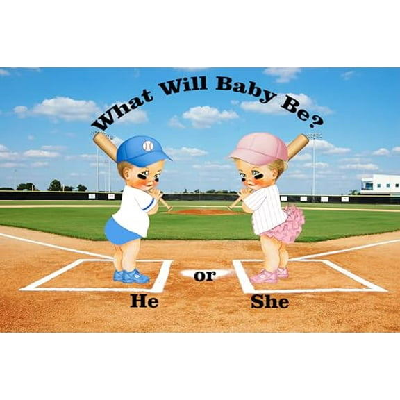 Baseball Gender Reveal reveal edible cake topper you select the Babies and size