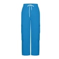 thumbnail image 6 of Cargo Pants Women Elastic High Waisted Wide Leg Baggy Casual Hiking Pants with Pockets Blue L, 6 of 6