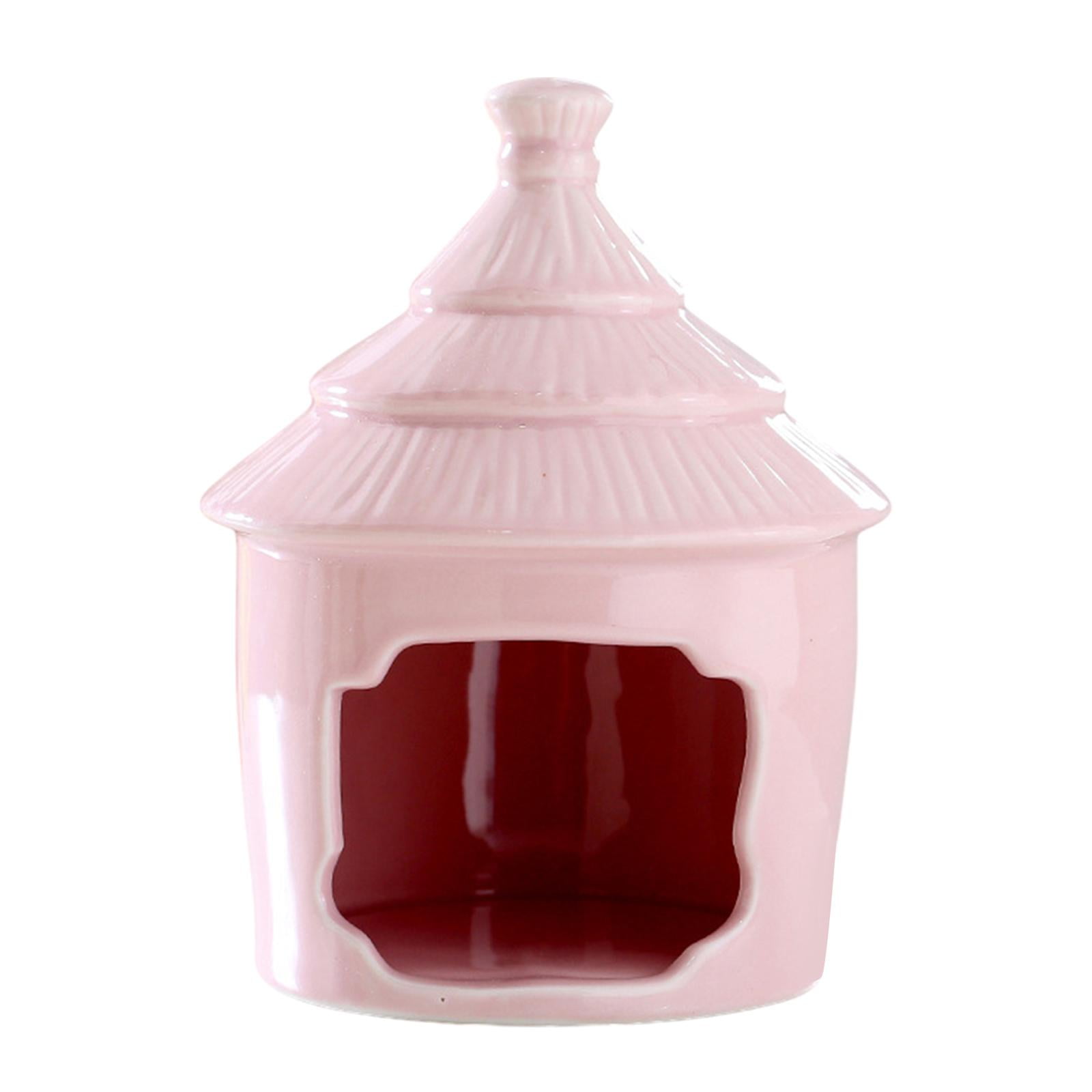perfeclan Hamster Hideout House, Hamster Habitats, Ceramic Indoor Mini Cave, Habitat Decorations for Chinchilla Other Small Pet Squirrel Pink