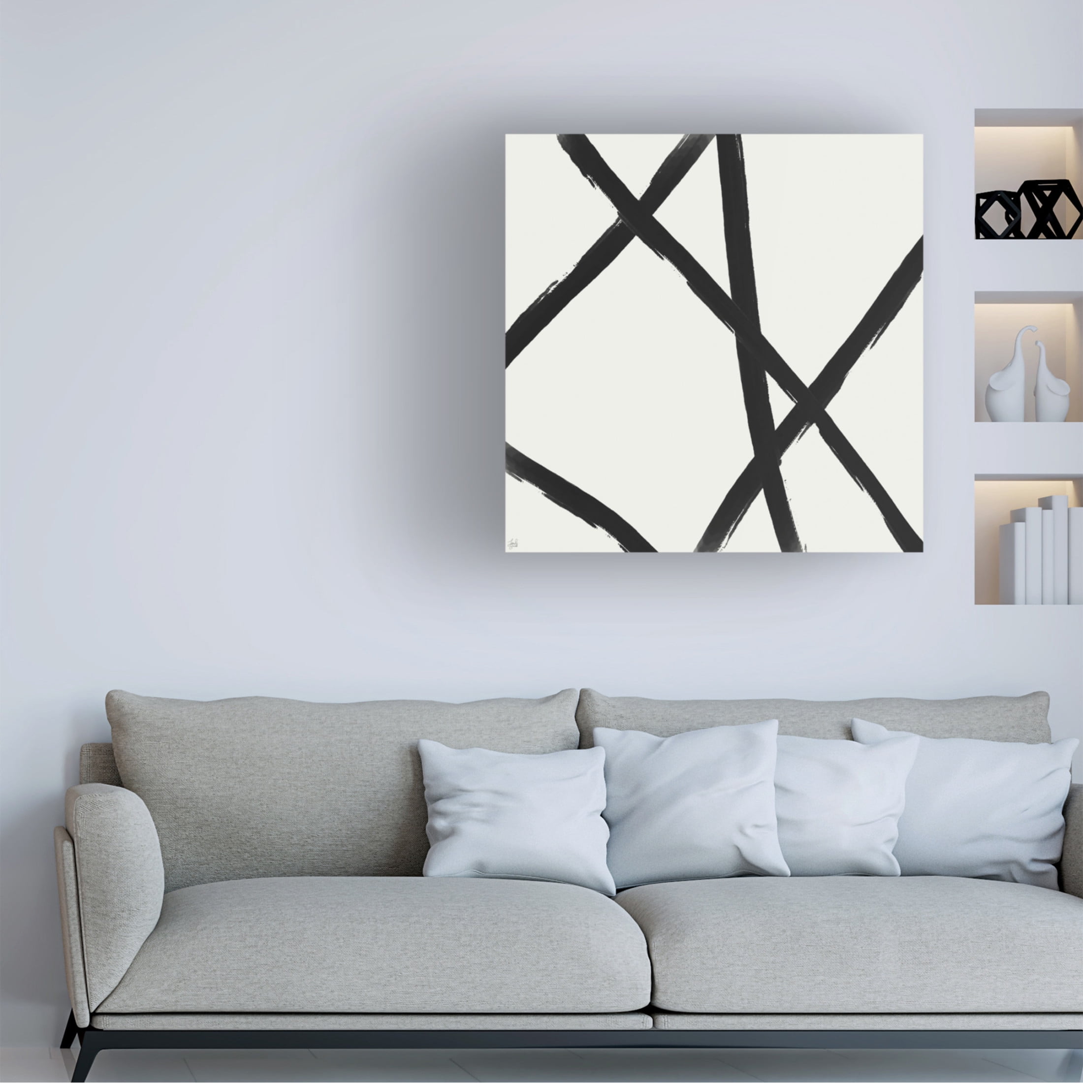 Canvas Wall Art - Line and Brush 'Straight Paint 1' Wall Art for Living Room, Bedroom, or Office Décor by Trademark Fine Art - 14 x 14 Inches