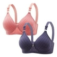 thumbnail image 2 of GERsome Women's Pack of 2 Assorted Color Push Up Wireless Bra Padded T Shirt Bras No Underwire Plunge Bralette Full Coverage 2PC#Pink/Blue L, 2 of 4
