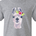 thumbnail image 4 of Inktastic Cute Llama with Flower Youth T-Shirt, 4 of 5
