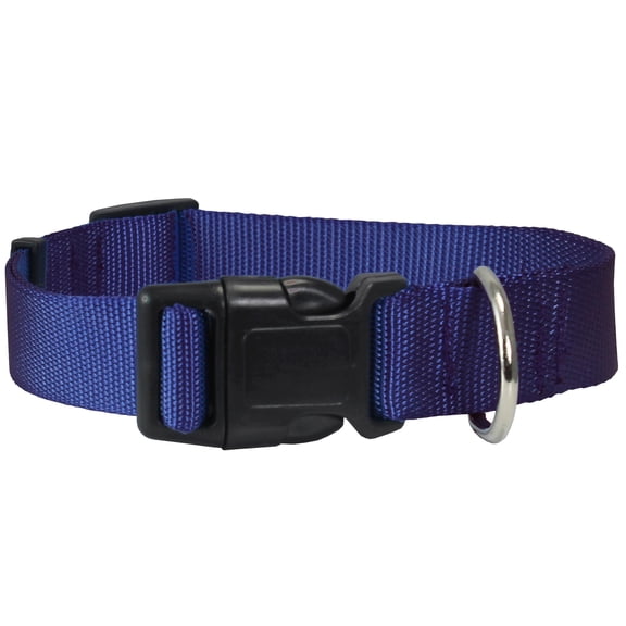 Classic Strong Solid Blue Color Adjustable Quick Release Nylon Dog Collar 3 Sizes