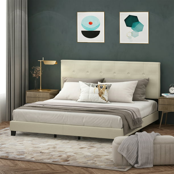 Furinno Laval On Tufted Bed Frame, What Style Is A Tufted Headboard