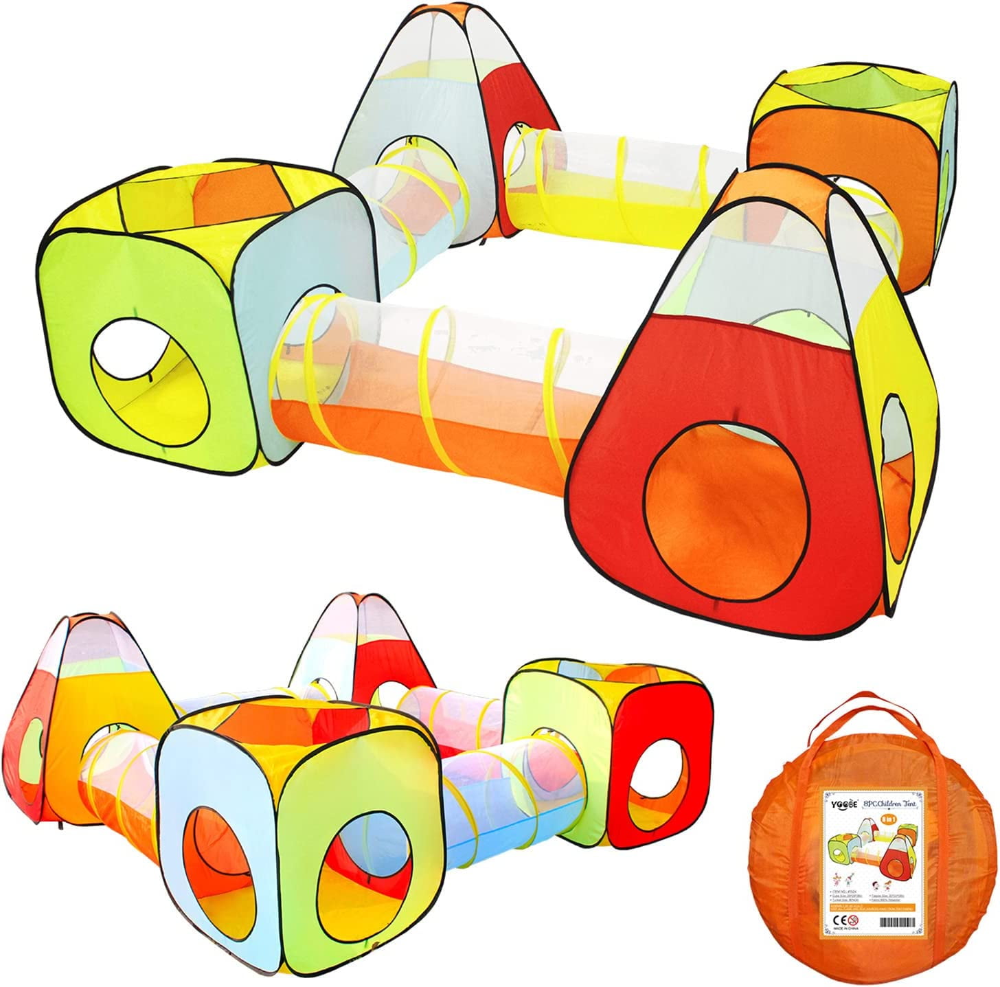 Yodudm 8pc Children Play Tent and Tunnel, Indoor & Outdoor Child Pop up