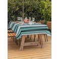 thumbnail image 4 of 54x80 Inch Outdoor Tablecloth with Umbrella Hole Zipper Rectangle Blue Green Striped Rectangular Tablecloths Outside Waterproof Modern Stripes Art Watercolor Patio Table Cloth Cover for Picnic Party, 4 of 8
