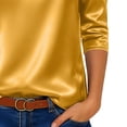 thumbnail image 5 of Womens Cowl Neck Satin Shirts 3/4 Length Sleeve Trendy Tops Ladies Casual Dressy Work Office Blouses Orange XL, 5 of 7