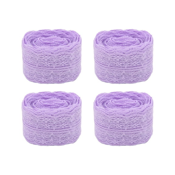 Njide 4Pcs Lace Ribbons Nylon Retro DIY Decorative Accessories for Packaging DecorationPurple