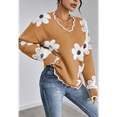 thumbnail image 3 of Floral V-Neck Oversized Sweater for Women, Daisy Knit Pullover, Soft Fuzzy Loose Fit Long Sleeve Top, Cozy Fall Winter Casual Trendy Chic Style, 3 of 5