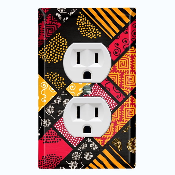 Metal Light Switch Plate Cover Colorful Safari African Tribal Art Tile Pattern SFR040