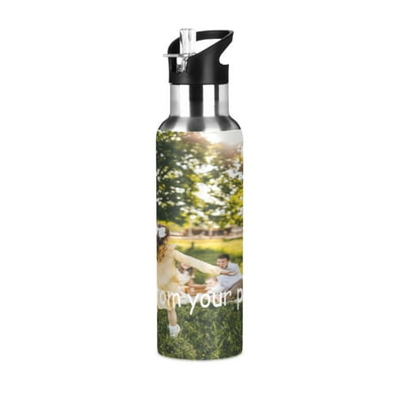 

Personalized Photo Water Bottles 33oz Insulated Stainless Steel Custom Bottles with Straw Customized Gift for Christmas Birthday