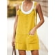 thumbnail image 1 of Pantalones de lino y algodón con bolsillos de parche de color liso para mujer de verano de Europa y América, 1 of 5