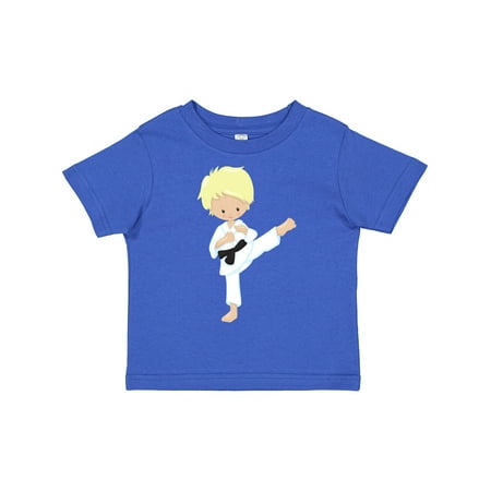 

Inktastic Karate Boy Cute Boy Blond Hair Black Belt Gift Toddler Boy Girl T-Shirt