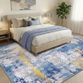 thumbnail image 2 of KoshiMe Area Rug 9'x12', Washable Non-Slip Modern Neutral Abstract Rugs for Living Room, Soft Stain Resistant Low Pile Carpet for Dining Room Office, Blue Gold, 2 of 9