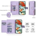 thumbnail image 2 of For Google Pixel 10 / 10 Pro 6.3-inch RFID Blocking Protective Purse Wallet Case For Women Men Multi-Card Slots Zipper Pocket Detachable Shoulder Strap And Wrist Strap,Shockproof Phone Case,Purple, 2 of 8
