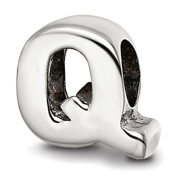 925 Sterling Silver Polished Reflections SimStars Letter Name Personalized Monogram Initial Q Bead Charm 8.18x7.27mm Wid