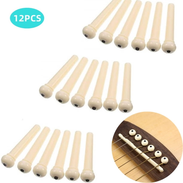 Lot De 6 Chevilles De Pont (bridge Pins) En Laiton Pour Guitare Folk Acoustique - Noir Ou Or, 29.5 Mm