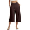 thumbnail image 2 of Tittly Yoga Pants Workout Leggings for Women Yoga Capris With Pockets For Women Casual Stretch High Waisted Yoga Leggings Comfy Wide Leg Pants Yoga Pants Women Capri Pants for Women Brown M, 2 of 7