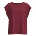 thumbnail image 1 of Blusa George para Mujer con Cuello Redondo, Manga Corta con Cortes Vino Talla M, 1 of 4