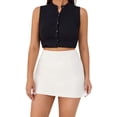 thumbnail image 2 of Jupe-pantalon à Fermeture Éclair devant à Fente Latérale Double pour Femmes, Short Doublé Mode, Blanc, P, 2 of 9