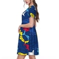 thumbnail image 2 of Balery Cartoon Shark Vestidos sueltos de manga corta para mujer, vestidos de verano 2025, vestidos casuales de corte A con vuelo., 2 of 6