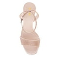 thumbnail image 3 of XYD Women Stylish Rhinestone Studs Platform Block High Heel Sandals Square Open Toe Ankle Buckle Strap Bridal Shoes Size 7.5 Champagne, 3 of 4