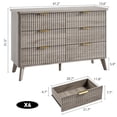 thumbnail image 2 of Senfot 6 Drawer Dresser for Bedroom, 47.2" Wide with Fluted Wood Drawers, Gold Handle Design, Modern Chest for Living Room and Bedroom Storage, Gray, 2 of 8