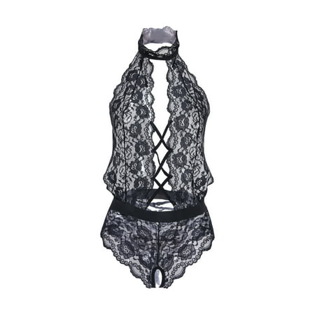 Ozmmyan Sexy Lingerie for Women  Plus Size Lace Sheer Snap Crotch Pajamas Lace Teddy One Piece Babydoll Sexy Mini Bodysuit for Women Naughty for Play  Gift  on Clearance