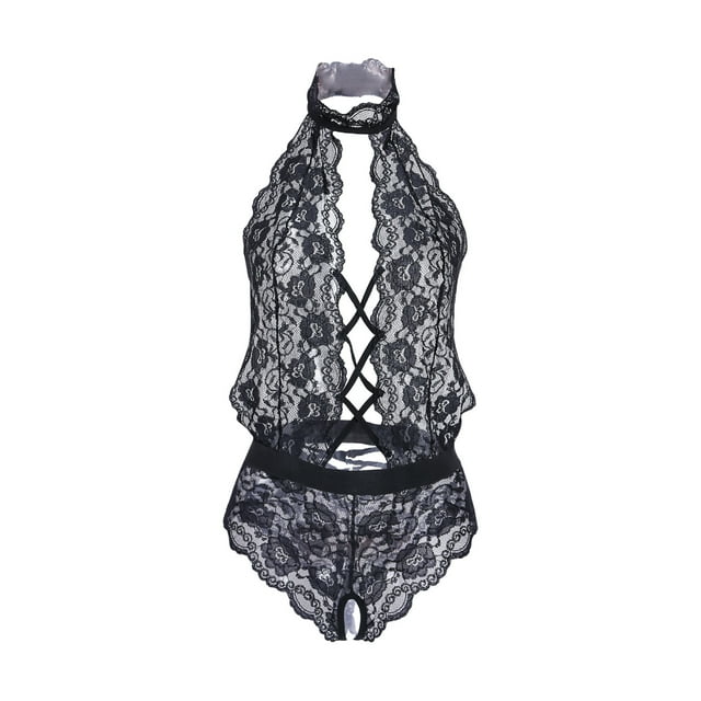 Lencería sexy para mujer Traje de encaje de malla de punto negro sexy Ropa de pasión Tentación Sexy Tallas grandes Fridja nalpqowj42835