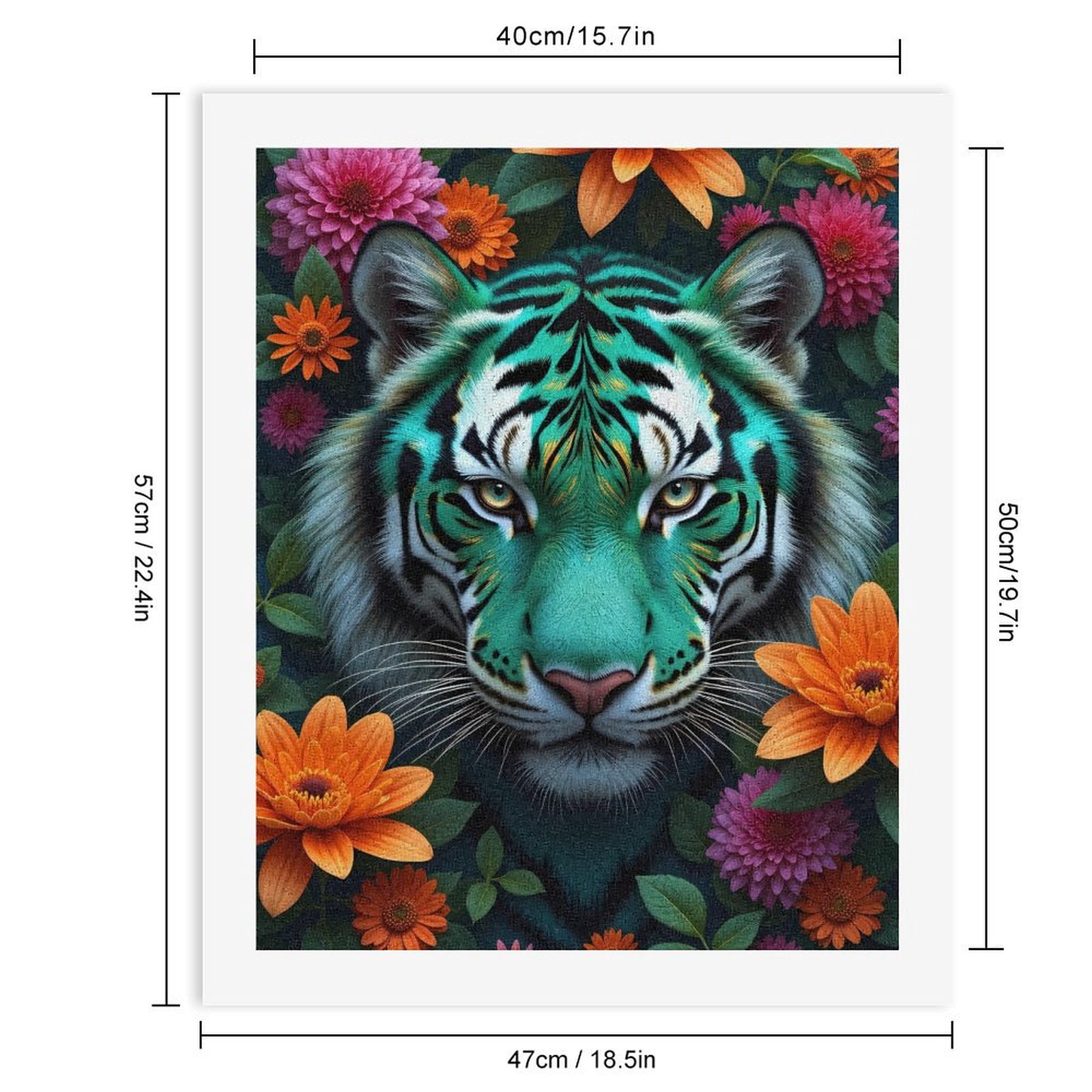 Paint By Numbers Kit for Adults Beginner - DIY Tiger Floral Fantasy Art Canvas Painting Kits for Adults, Frameless Paint By Number for Adults for Home Wall Decor 16x20 Inch