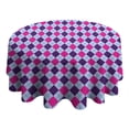 thumbnail image 4 of Pink Purple Checkered Pattern Round Tablecloth 60"x60",Wrinkle Wipeable Table Cloth for Kitchen Dining Room Picnic Patio Party, 4 of 6