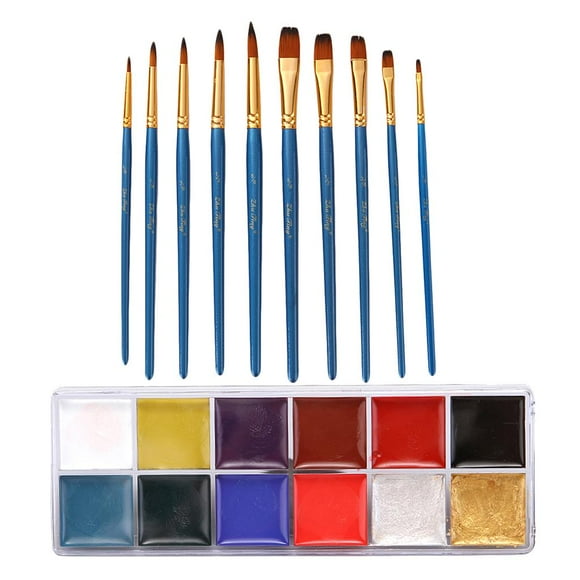10pcs Cepillos de Pintura con para Disfraces Artísticos, Efectos Especiales de Maquillaje, Teatrales, Fiestas, Etc. Gloria Pintura de arte corporal de la cara