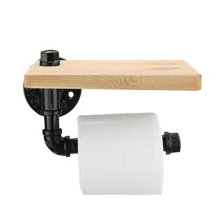 Weathered Gray Wood and Black Industrial Pipe Paper Towel Roll