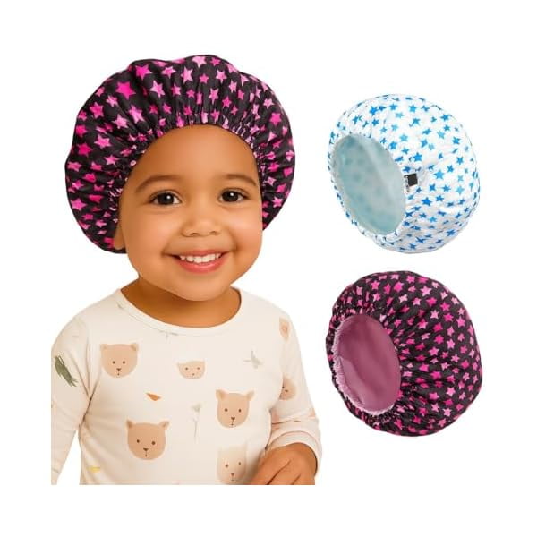 wonima11 2PCS Baby Silk Satin Bonnet for Sleeping, Adjustable Infant Night Cap, Double Layer Toddler Bonnets for Infants