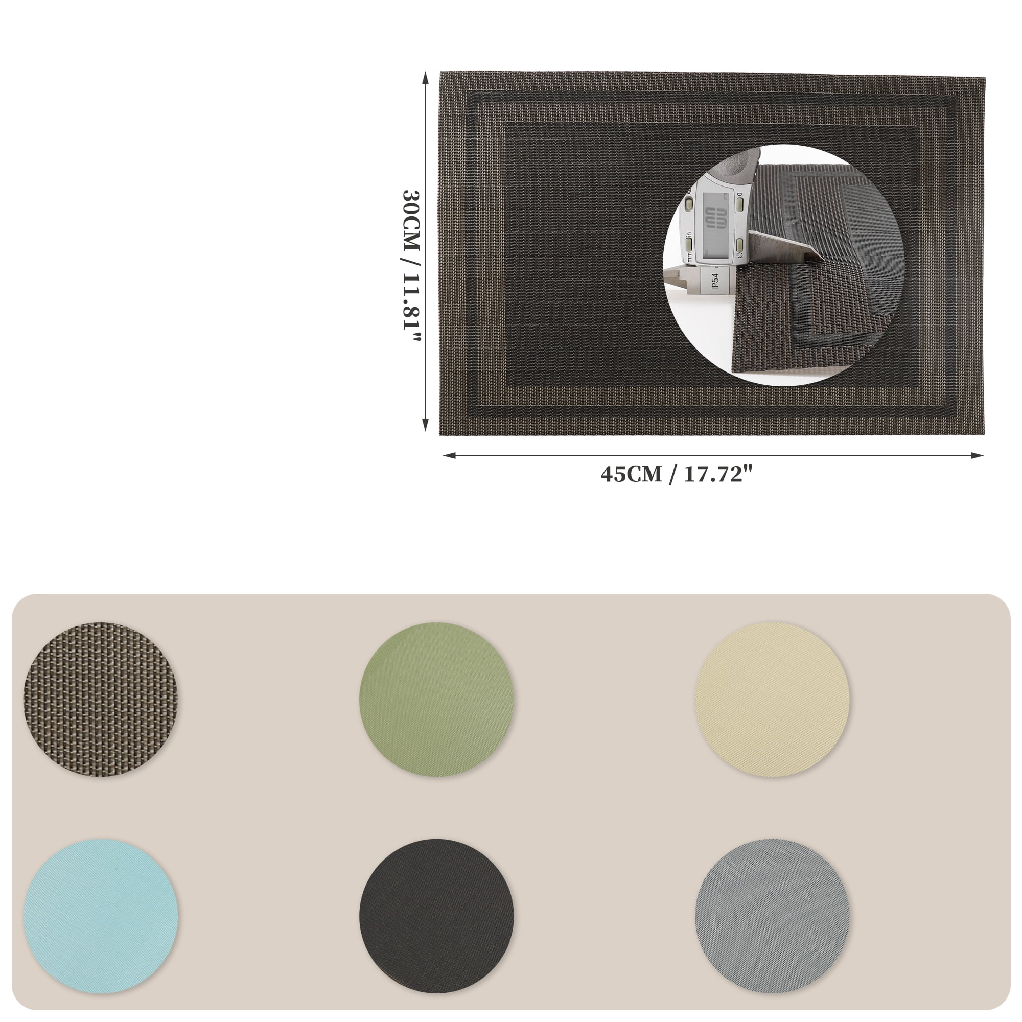 Unique Bargains 4 Pcs Double Frame Placemats PET Place Mats for Kitchen Dining Black