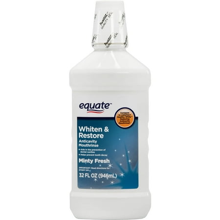 (2 pack) Equate Whiten & Restore Anti Cavity Mouthrinse, Minty Fresh, 32 (Best Teeth Whitening Toothpaste And Mouthwash)