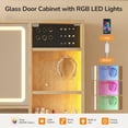 thumbnail image 6 of Makeup Vanity Desk with Lights,Vanity Table with 53" Fluted Sliding Mirror, Glass Top Vanity with Drawers & RGB Glass Cabinets,Dressing Table with Adjustable Shelves & Power Outlet for Bedroom,Oak, 6 of 9