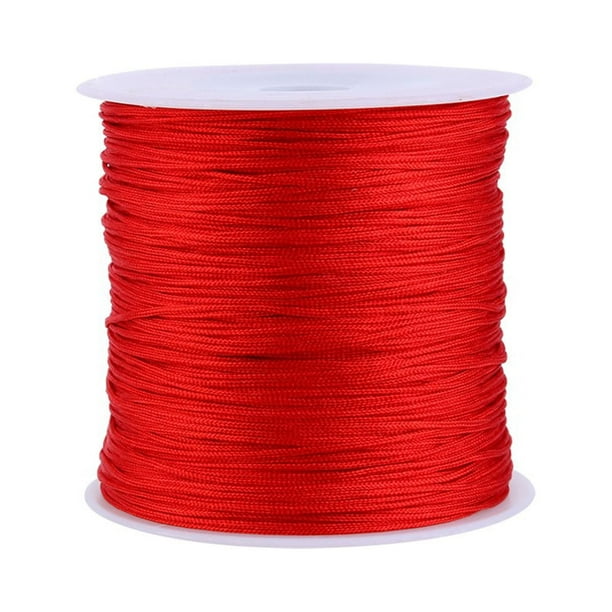 Cordón de Hilo de Nylon Rojo, Cordón de Nudo Chino de Nylon de 100 m x 0,8 mm, Hilo de Macramé de de Rata, Hilo de Pulsera para Hacer Pulseras, Cordón de Adorno