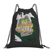 TEQUAN Drawstring Backpack Sports Gym Sackpack, Be Brave Slogan Retro Prints Polyester Water Resistant String Bag for Women Men