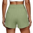 thumbnail image 4 of Women's Polyester Casual Solid Color Lace Up Pocket Shorts, Mid Waist Elastic Loose Drawstring, Pockets Lace Up, Summer Outdoor Travel Vacation Beach, Womens Shorts | UKHCCC,Army Green L, 4 of 7