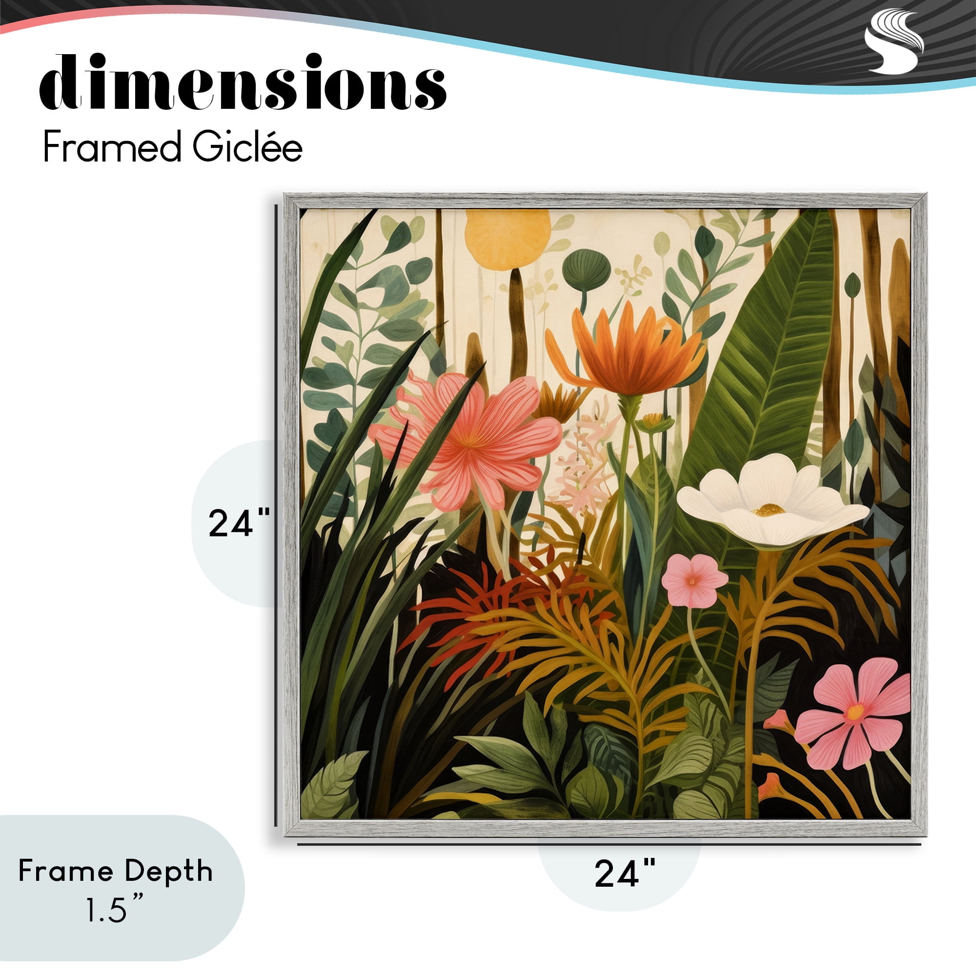 Stupell Industries Botanical Embrace in the Jungle Gray Framed Giclee Art, design by Lazar Studio