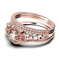 thumbnail image 4 of Antique Art Deco 2.50 Carat Round Cut Crown Morganite And Diamond Moissanite Engagement Ring, Wedding Ring, Two Matching Band in 925 Sterling Silver With 18k Rose Gold Plating, Promise Ring, 4 of 4
