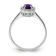thumbnail image 2 of Auriga 925 Sterling Silver Rhodium Amethyst and Diamond Ring Size 6 for Women, 2 of 4