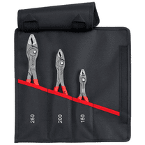 Knipex 00 19 61 V01 TwinGrip Plastic Dipped Pliers Set and Tool Roll, 6"