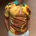 thumbnail image 2 of Highland Cow with Sunflowers Men Zipper T-shirt Summer Casual Short Sleeve T-shirt Top, 2 of 7